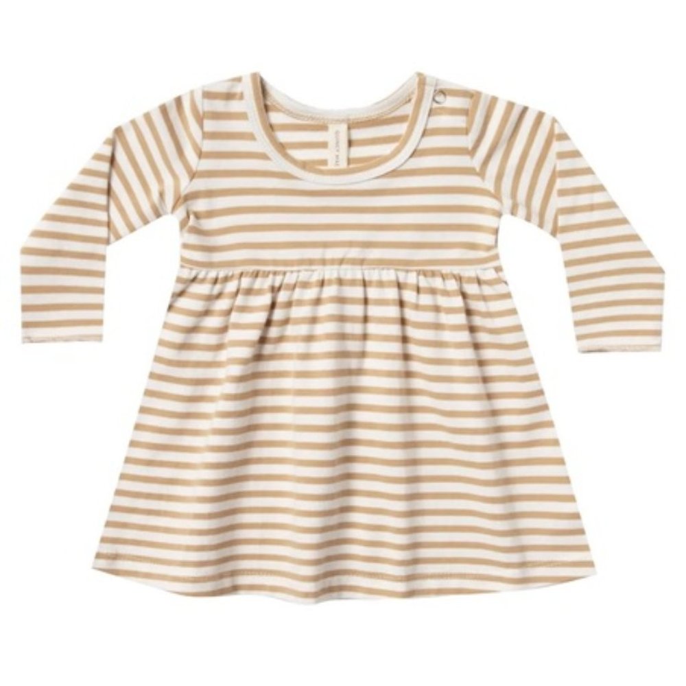Quincy Mae Long Sleeve Dress in Honey Stripe - 18-24 month - Organic Cotton